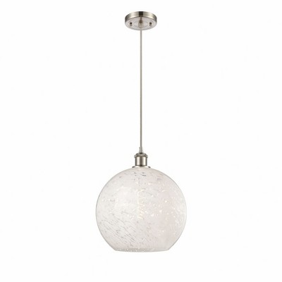 White Mouchette - 1 Light Cord Hung Pendant In Modern Style-13.5 Inches Tall and 12 Inches Wide