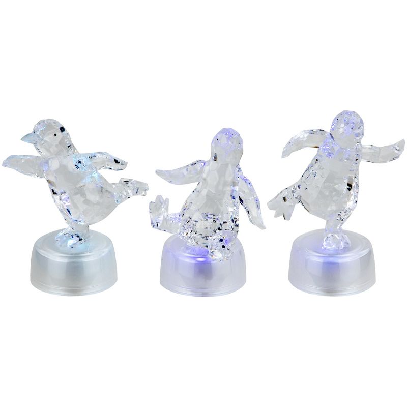 Northlight LED Lighted Color Changing Penguin Acrylic Christmas Decorations - 4" - Set of 3, 3 of 9