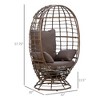 Wicker Egg Chair, 360 Rotating Indoor Outdoor Boho Basket Seat with Cushion and Pillows for Backyard, Porch, Patio, Garden, Steel Frame - 3 of 4
