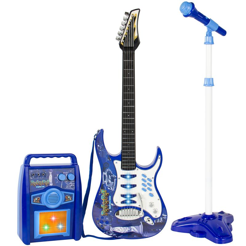Best Choice Products Kids Electric Musical Guitar Toy Play Set w/ 6 Demo Songs, Whammy Bar, Microphone, Amp, AUX, 1 of 7