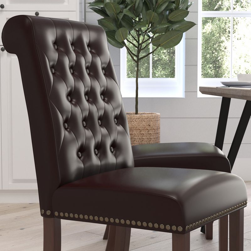 Merrick Lane Upholstered Parsons Chair with Nailhead Trim, 5 of 16