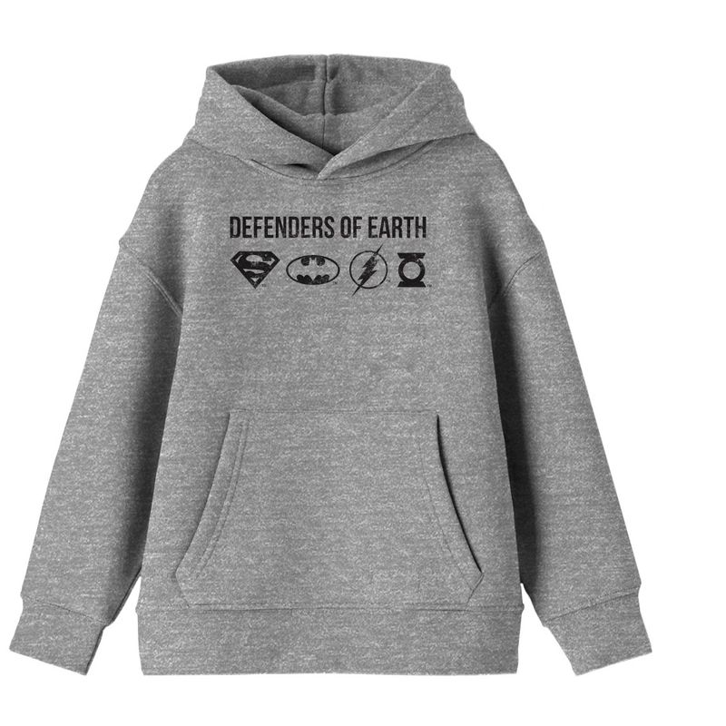 Defenders of Earth Justice League Youth Boys Athletic Gray Hoodie, 1 of 2