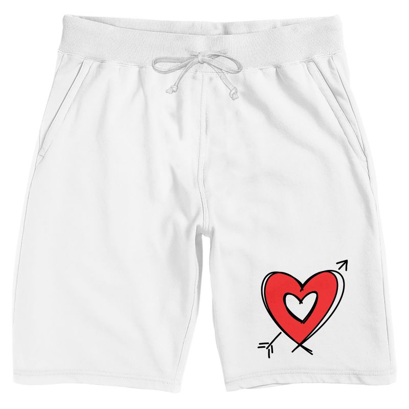Valentine's Day Arrow Heart Men's White Lounge Shorts, 1 of 4