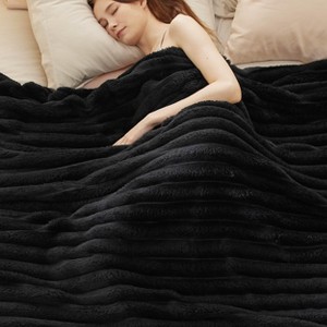 Bedsure Striped Flannel Fleece Blanket for Bed, Super Soft Throw Blanket for couch,Wider Striped Design - 1 of 4