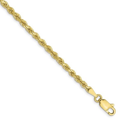 Black Bow Jewelry 2.75mm 10k Yellow Gold Solid Diamond Cut Rope Chain Bracelet