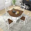 Tangkula 5 Piece Round Dining Kitchen Set w/ Drop Leaf Dining Table Folded & 4 Chairs - 2 of 4