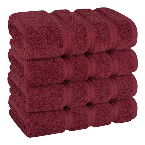 American Soft Linen 4 Pack Hand Towel Set, 100% Cotton, 16 Inch By 28 Inch,  Hand Face Towels For Bathroom, Burgundy Red : Target