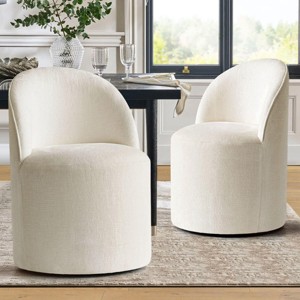 Modern Dining Chairs Set of 2 Chenille Upholstered Dining Chair with Wheels Round Dining Room Chair for Kitchen,Dining Room -Tanpinhause - 1 of 4