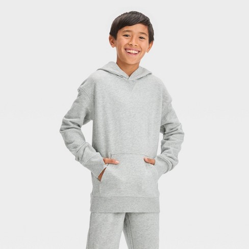 Boys' Fleece Hooded Sweatshirt - All In Motion™ Light Gray L