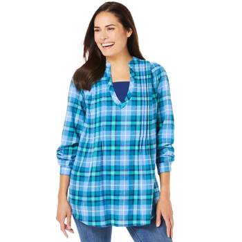 Woman Within Women's Plus Size Flannel Tunic With Layered Look