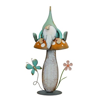 VIP Metal 20 in. Multicolor Gnome on Mushroom Decor