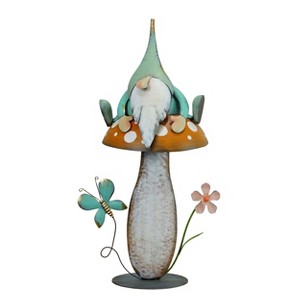 VIP Metal 20 in. Multicolor Gnome on Mushroom Decor - 1 of 4
