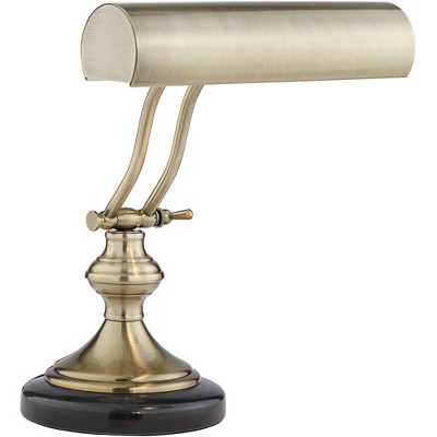 Regency Hill Traditional Piano Banker Desk Lamp Adjustable 12" High Black Marble Base Antique Brass Shade for Office Table