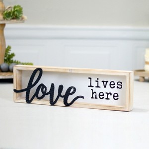 VIP Wood 15.5 in. White Love Lives Here Sign - 1 of 4
