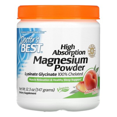 Doctor's Best High Absorption Magnesium Powder, Sweet Peach, 12.3 oz (347 g), Mineral Supplements