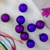 Northlight 2-Finish Glass Ball Christmas Ornaments - 2.5" (63mm) - Grape Purple - 9ct - 2 of 4