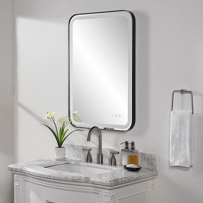 Black 22" x 32" LED Lighted Vanity Mirror