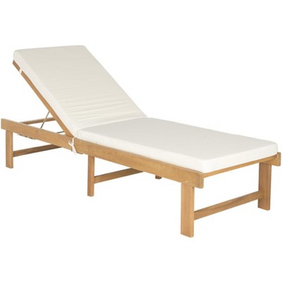 Natural Beige Acacia Wood Armless Chaise Lounge Chair
