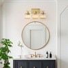 POWLIG 16.9-in 3-Light Gold Dimmable Transitional Vanity Light with Square Crystal Shade - 2 of 4