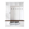 CAVINAS Hall Tree with Shoe Rack Modern 3-in-1 Coat Rack with Storage Bench, Open Shelves and 6 Hooks for Foyer - 3 of 4