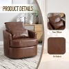 CAVINAS Modern Swivel Lounge Chair, Ergonomic Round Arm Accent Chair with PU Leather Upholstery, 360-Degree Rotating Base & Dual Pillow Support - 3 of 4