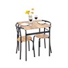 VECELO 3-Piece Dining Table & Chairs Set for 2, Metal and Wooden Square Kitchen Dining Set for Small Space, Brown/Gray - 4 of 4