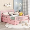 Twin Size Wood Platform Bed with Guardrails and Two Storage Drawers, Slatted Base, Classic Style for Kids-Maison Boucle - 2 of 4