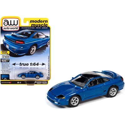 1991 Dodge Stealth R/T Twin Turbo Mystic Blue Metallic with Black Top Ltd Ed 10240 pcs 1/64 Diecast Model Car by Autoworld