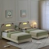 Twin Bed Frame with LED Lights and Headboard, Upholstered Platform  Bed Frame with Strong Wooden Slats, No Box Spring Needed, Easy Assembly - 3 of 4