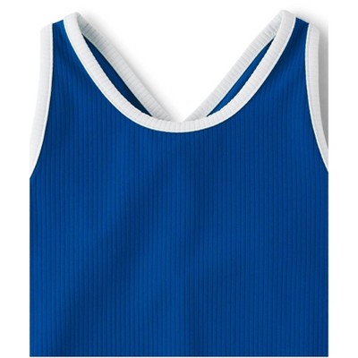 The Children's Place Girls Active Sleeveless Contrast Ribbed Cross Back Tank Top Blue M (7/8) — фото 3