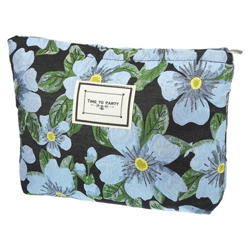 Unique Bargains Women's Canvas Makeup Bag Black Blue : Target