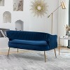 SEYNAR Modern 51'' Velvet Tufted Loveseat Open Back with Golden Metal Legs - 3 of 4