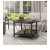 2-Tier Modern Round Coffee Table With Storage Open Shelf Wood Center Coffee For Home Office Living Room Dark Grey - 2 of 4
