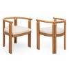 Set of 2 Acacia Wood Outdoor Dining Chairs with Teak Finish,Dining Chair with Cushion for Patio or Garden,Patio Armrest Dining Chair-Coolbibila - 3 of 4