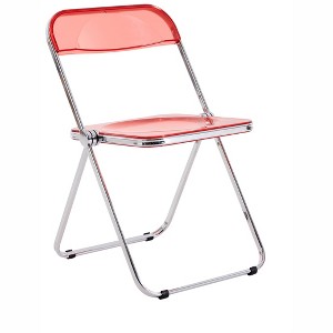 Vynxaria Premium PET - Made Red Transparent Folding Dining Chairs, Suitable for Dining, Living & Waiting Areas - 1 of 4