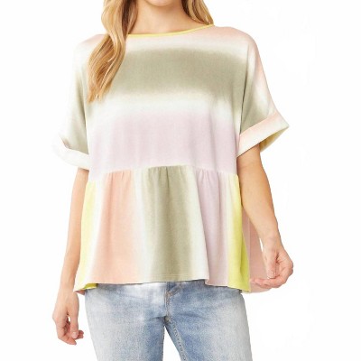 Women's Rainbow Peplum Top - entro