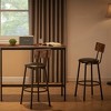 Bar Table Set with 2 Bar stools PU Soft seat with backrest, Rustic Brown, 43.31'' L x 15.75'' W x 35.43'' H( Rustic Brown) - 4 of 4