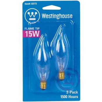 Westinghouse 15 W CA8 Decorative Incandescent Bulb E12 (Candelabra) Warm White 2 pk
