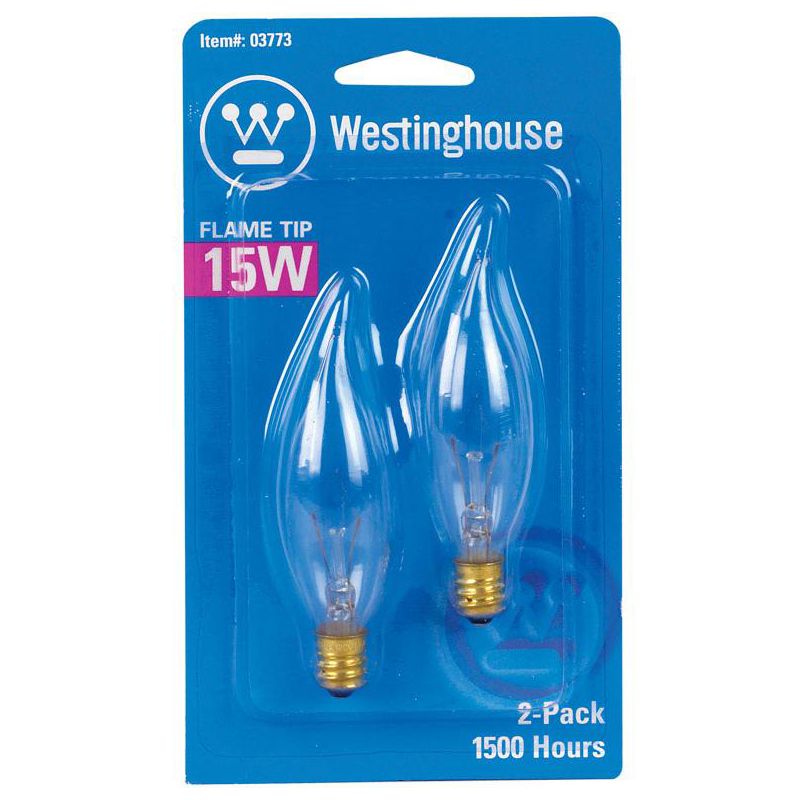 Westinghouse 15 W CA8 Decorative Incandescent Bulb E12 (Candelabra) Warm White 2 pk, 1 of 4
