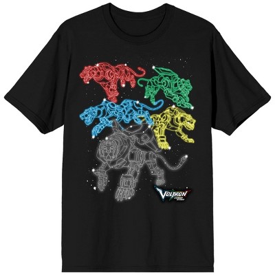 Voltron Five Lions Line Art Men’s Black T-shirt