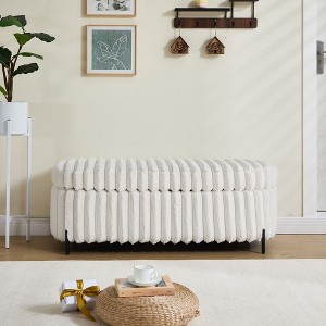 NicBex Modern Flip Top Footstool Oval Ottoman Bench with Hidden Storage,Upholstered Storage Bench for Living Room,Bedroom,Entryway - 1 of 4