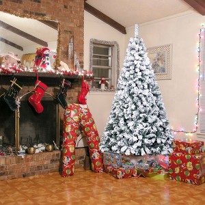 Resenkos 6FT PVC Flocking Christmas Tree 750 Branches Spread Out Naturally  Tree Green - 1 of 4