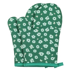 REGALWOVEN 2Pcs Soft Cotton Oven Mitts, Heat-Resistant Cooking Gloves, Gripping for Baking, Grilling, Kitchen Mitts Set - 1 of 4