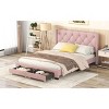 KTMBDW Queen Size Storage Bed Linen Upholstered Platform Bed with 2 Drawers - Pink - 4 of 4