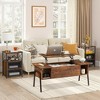 VECELO 42 in. Lift Top Coffee Table and 2 Nightstands, Hidden storage compartment & 2 Storage Shelves, End/Side Table with Door, Brown - 2 of 4