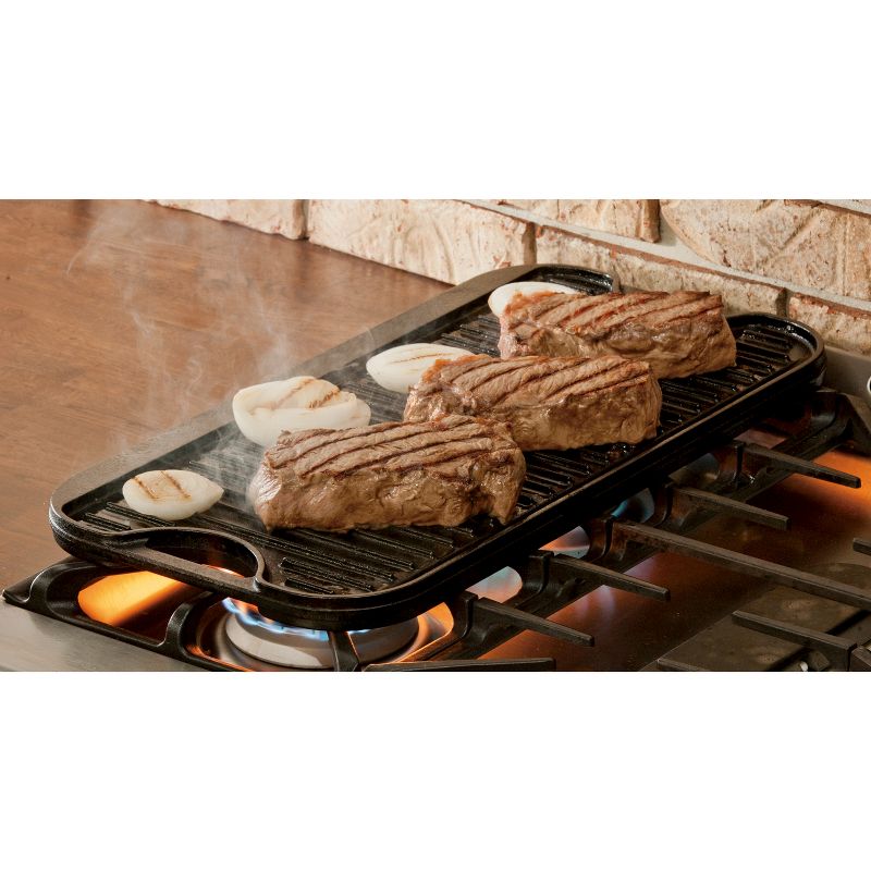 Lodge 20&#34;x10.5&#34; Cast Iron Reversible Grill/Griddle Gray, 3 of 6