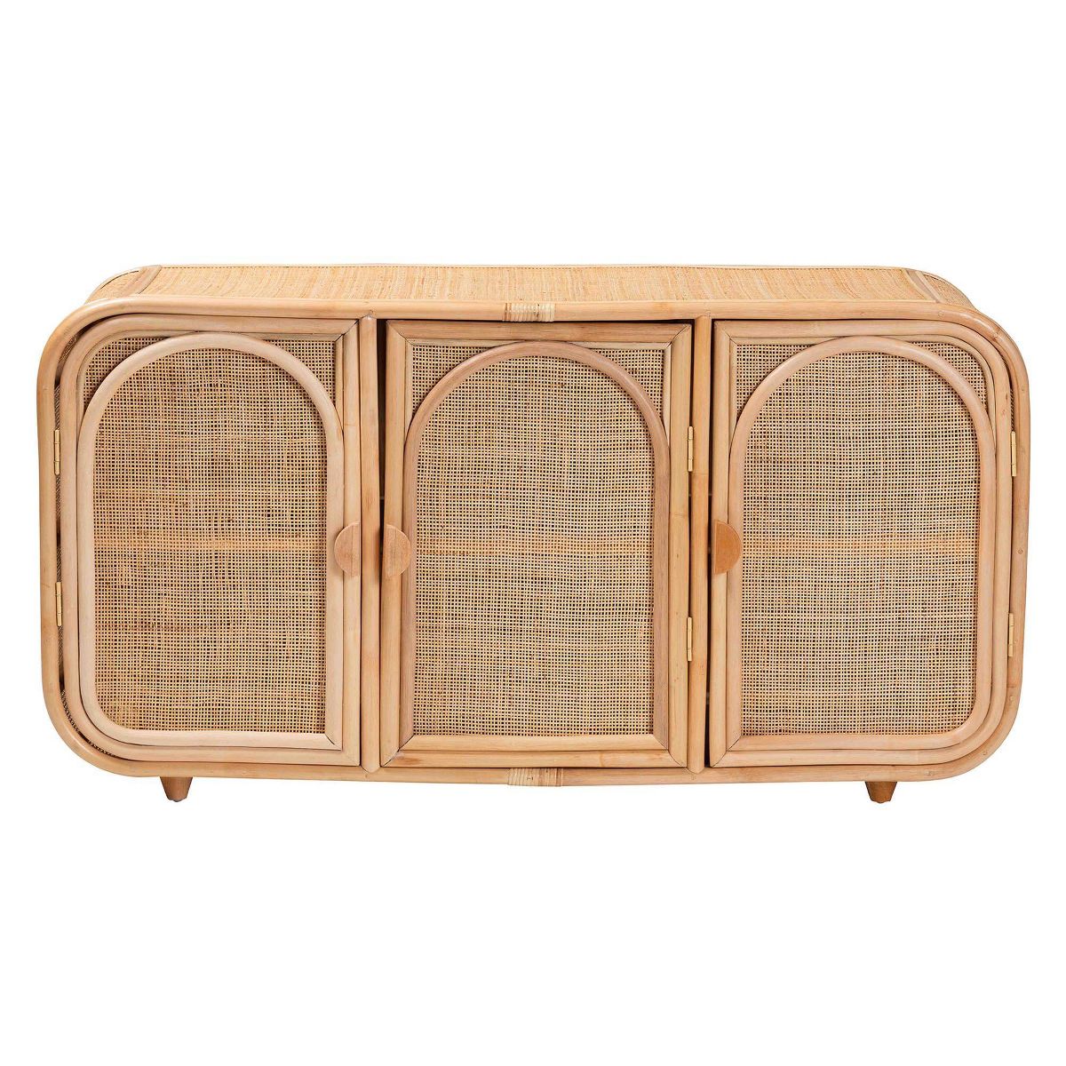 bali & pari Evania Natural Rattan 3 Door Storage Cabinet Natural