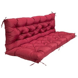 NewHome Waterproof 2-3 Seater Swing Cushion Replacement with Backrest, 8 Tie Straps, 59x43.3x3.9in for Patio RED - 1 of 4