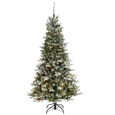 6.5ft National Tree Company Feel Real Snowy Morgan Spruce Hinged Tree with & 400 Clear Lights