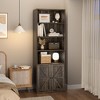Bookcase with Doors Farmhouse Bookshelf 11.8in Depth Wooden Display Storage Shelves 71.4in Tall Bookcases - 4 of 4